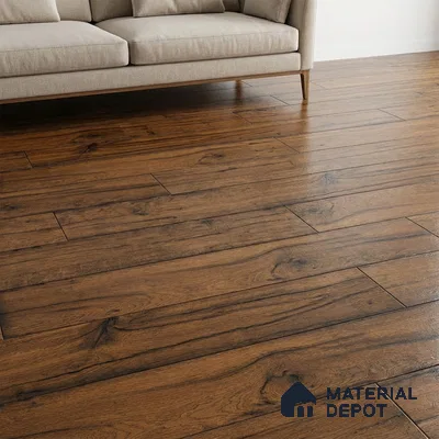 Wooden Floor Plank Tile TL 05369 Bosco Pamela Leaflets 4 ft x 8 inch Vitrified Carving Matte Finish - 9 mm | Suitable for Balcony, Courtyard, Patio
