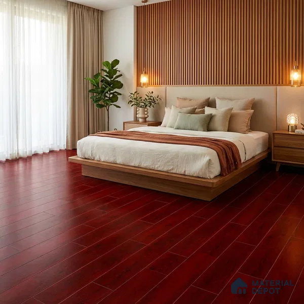 Wooden Floor Plank Tile TL 05370 Bosco Richmond Berry 4 ft x 8 inch Vitrified Carving Matte Finish - 9 mm | Suitable for Balcony, Courtyard, Patio (Sample)