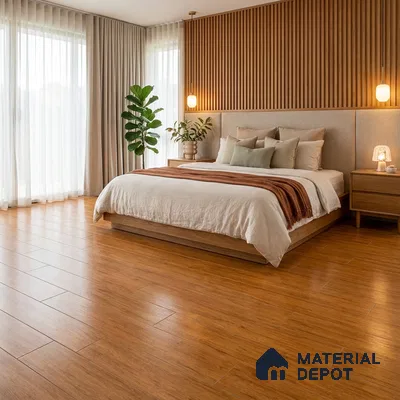 Wooden Floor Plank Tile TL 05373 Bosco Walnut Paradise 4 ft x 8 inch Vitrified Carving Matte Finish - 9 mm | Suitable for Balcony, Courtyard, Patio (Sample)