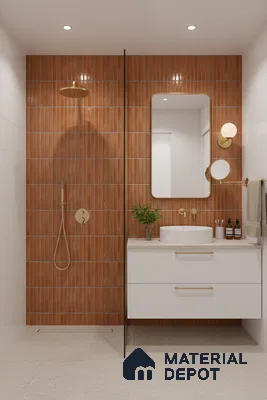 Faux Subway Wall Tile TL 05376 B Miraq Kitkat Terracotta 2 ft x 1 ft Ceramic Glossy Finish - 8 mm | Suitable For Kitchen, Bathroom Walls and Backsplashes | Please Expect a Slight Variation of Pattern (Sample)