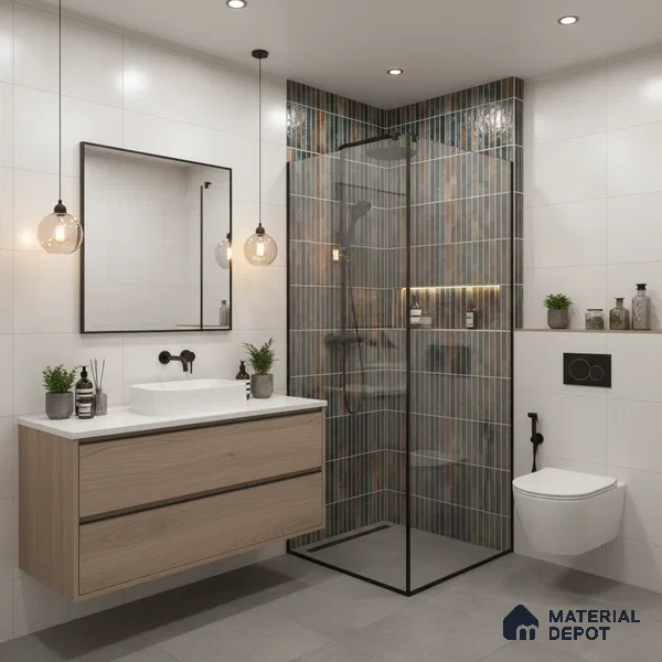 Faux Subway Wall Tile TL 05376 G Miraq KitKat Multi 2 ft x 1 ft Ceramic Glossy Finish - 8 mm | Suitable For Kitchen, Bathroom Walls and Backsplashes | Please Expect a Slight Variation of Pattern (Sample)