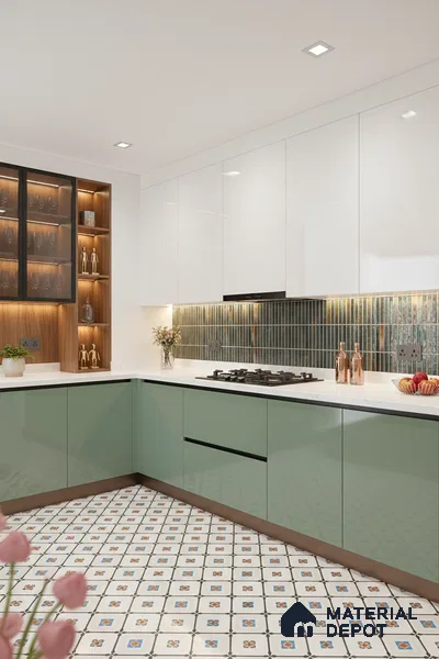 Faux Subway Wall Tile TL 05376 G Miraq KitKat Multi 2 ft x 1 ft Ceramic Glossy Finish - 8 mm | Suitable For Kitchen, Bathroom Walls and Backsplashes | Please Expect a Slight Variation of Pattern (Sample)