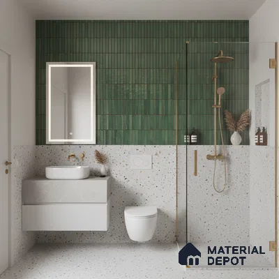 Faux Subway Wall Tile TL 05376 I Miraq Kitkat Forest Green 2 ft x 1 ft Ceramic Glossy Finish - 8 mm | Suitable For Kitchen, Bathroom Walls and Backsplashes | Please Expect a Slight Variation of Pattern (Sample)