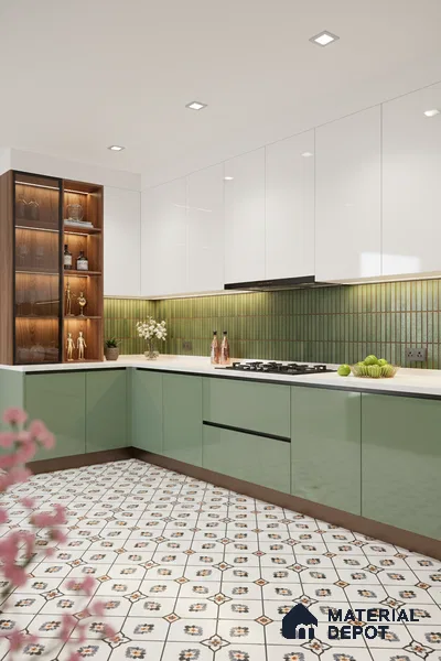 Faux Subway Wall Tile TL 05376 I Miraq Kitkat Forest Green 2 ft x 1 ft Ceramic Glossy Finish - 8 mm | Suitable For Kitchen, Bathroom Walls and Backsplashes | Please Expect a Slight Variation of Pattern (Sample)