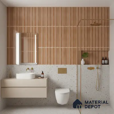 Faux Subway Wall Tile TL 05377 B Miraq Ripple Stripes Brown 2 ft x 1 ft Ceramic Glossy Finish - 8 mm | Suitable For Kitchen, Bathroom Walls and Backsplashes | Please Expect a Slight Variation of Pattern