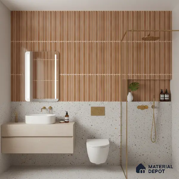 Faux Subway Wall Tile TL 05377 B Miraq Ripple Stripes Brown 2 ft x 1 ft Ceramic Glossy Finish - 8 mm | Suitable For Kitchen, Bathroom Walls and Backsplashes | Please Expect a Slight Variation of Pattern