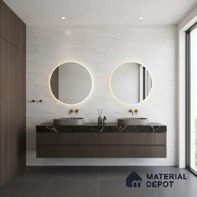 Faux Subway Wall Tile TL 05380 B Miraq Marquina White 2 ft x 1 ft Ceramic Matte Finish - 8 mm | Suitable For Kitchen, Bathroom Walls and Backsplashes | Please Expect a Slight Variation of Pattern