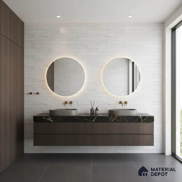 Faux Subway Wall Tile TL 05380 B Miraq Marquina White 2 ft x 1 ft Ceramic Matte Finish - 8 mm | Suitable For Kitchen, Bathroom Walls and Backsplashes | Please Expect a Slight Variation of Pattern