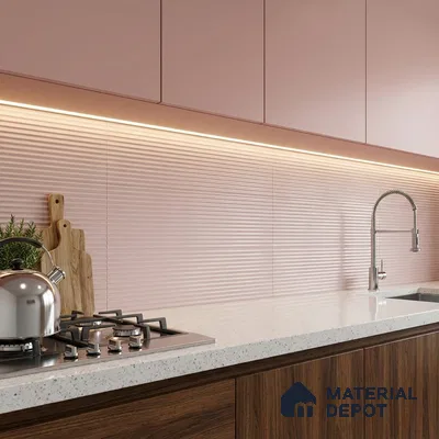 Faux Subway Wall Tile TL 05381 B Miraq Temba Pink 2 ft x 1 ft Ceramic Matte Finish - 8 mm | Suitable For Kitchen, Bathroom Walls and Backsplashes | Please Expect a Slight Variation of Pattern (Sample)