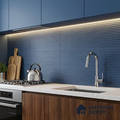 Faux Subway Wall Tile TL 05381 Miraq Temba Navy Blue 2 ft x 1 ft Ceramic Matte Finish - 8 mm | Suitable For Kitchen, Bathroom Walls and Backsplashes | Please Expect a Slight Variation of Pattern (Sample)