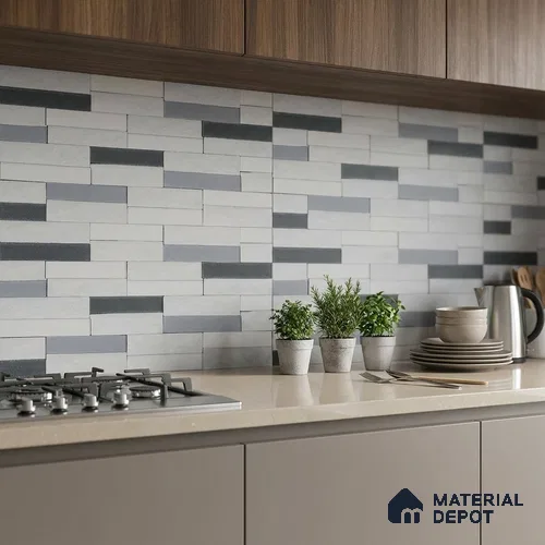 Faux Subway Wall Tile TL 05382 B Miraq Stack White 2 ft x 1 ft Ceramic Matte Finish - 8 mm | Suitable For Kitchen, Bathroom Walls and Backsplashes | Please Expect a Slight Variation of Pattern