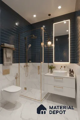 Faux Subway Wall Tile TL 05385 D Miraq Nautical Blue 2 ft x 1 ft Ceramic Matte Finish - 8 mm | Suitable For Kitchen, Bathroom Walls and Backsplashes | Please Expect a Slight Variation of Pattern (Sample)