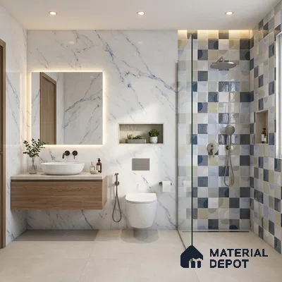 Kitchen Wall Tile TL 05387 B Bistro Arctic Pearl Highlighter 2 ft x 1 ft Ceramic Glossy Finish - 9 mm | Suitable For Kitchen, Bathroom Walls and Backsplashes (Sample)