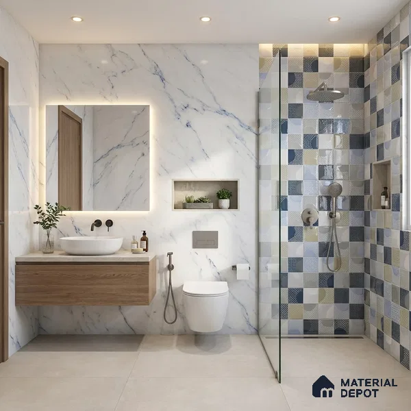 Kitchen Wall Tile TL 05387 B Bistro Arctic Pearl Highlighter 2 ft x 1 ft Ceramic Glossy Finish - 9 mm | Suitable For Kitchen, Bathroom Walls and Backsplashes (Sample)