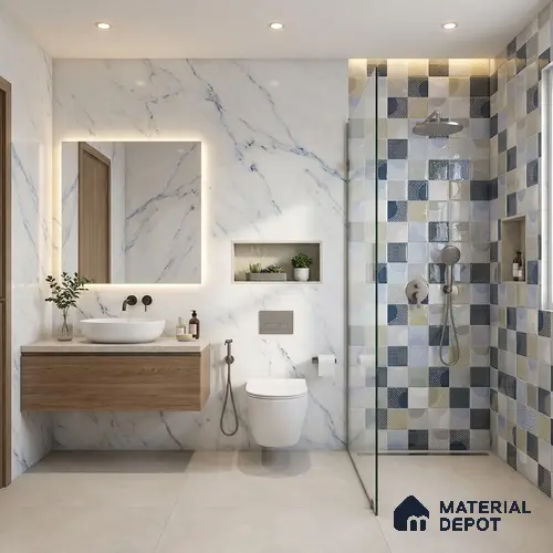 Kitchen Wall Tile TL 05387 B Bistro Arctic Pearl Highlighter 2 ft x 1 ft Ceramic Glossy Finish - 9 mm | Suitable For Kitchen, Bathroom Walls and Backsplashes