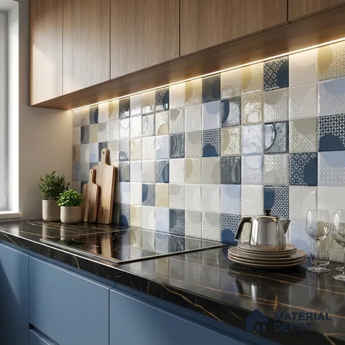 Kitchen Wall Tile TL 05387 B Bistro Arctic Pearl Highlighter 2 ft x 1 ft Ceramic Glossy Finish - 9 mm | Suitable For Kitchen, Bathroom Walls and Backsplashes