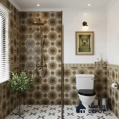 Kitchen Wall Tile TL 05403 B Bistro Carmen Brown Highlighter 2 ft x 1 ft Ceramic Glossy Finish - 9 mm | Suitable For Kitchen, Bathroom Walls and Backsplashes (Sample)