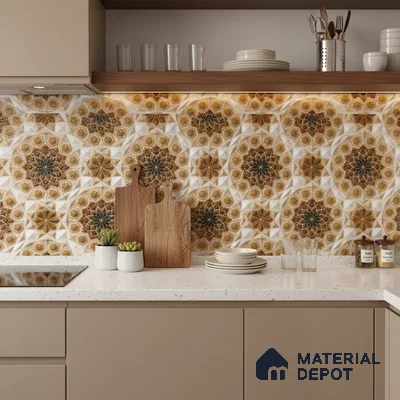 Kitchen Wall Tile TL 05403 B Bistro Carmen Brown Highlighter 2 ft x 1 ft Ceramic Glossy Finish - 9 mm | Suitable For Kitchen, Bathroom Walls and Backsplashes (Sample)