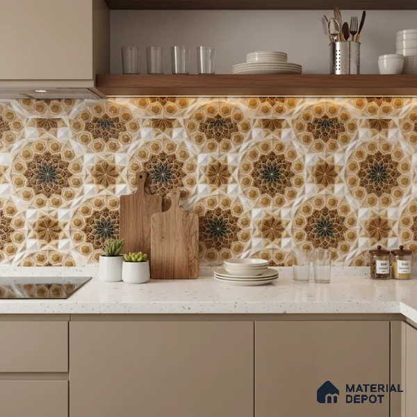 Kitchen Wall Tile TL 05403 B Bistro Carmen Brown Highlighter 2 ft x 1 ft Ceramic Glossy Finish - 9 mm | Suitable For Kitchen, Bathroom Walls and Backsplashes (Sample)