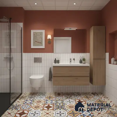 Moroccan Floor & Wall Tile TL 05424 Morissa Amber Azul 1 ft x 1 ft Ceramic Matte Finish - 7.5 mm | Suitable for Suitable for Bathroom, Kitchen, Balcony | Please Expect a Slight Variation of Pattern