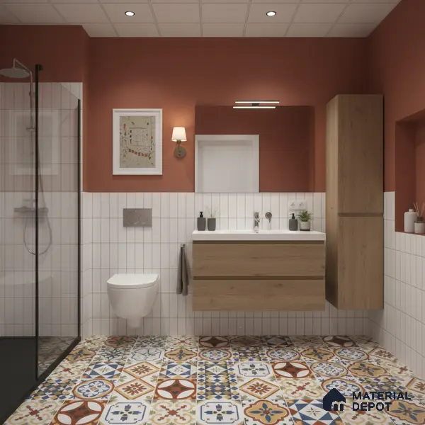 Moroccan Floor & Wall Tile TL 05424 Morissa Amber Azul 1 ft x 1 ft Ceramic Matte Finish - 7.5 mm | Suitable for Suitable for Bathroom, Kitchen, Balcony | Please Expect a Slight Variation of Pattern
