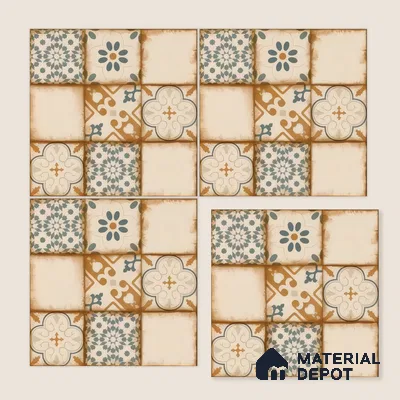 Moroccan Floor & Wall Tile TL 05426 Morissa Sahara Brown 1 ft x 1 ft Ceramic Matte Finish - 7.5 mm | Random Design | Suitable for Bathroom, Kitchen, Balcony | Please Expect a Slight Variation of Pattern