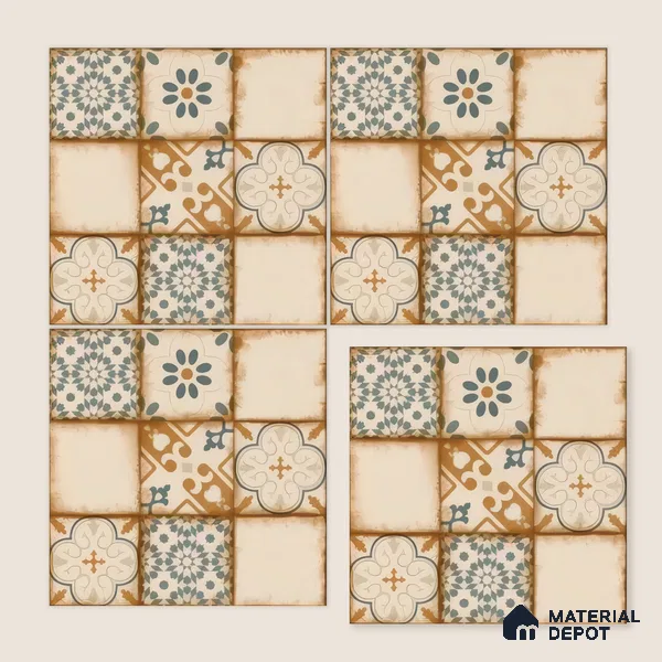 Moroccan Floor & Wall Tile TL 05426 Morissa Sahara Brown 1 ft x 1 ft Ceramic Matte Finish - 7.5 mm | Random Design | Suitable for Bathroom, Kitchen, Balcony | Please Expect a Slight Variation of Pattern