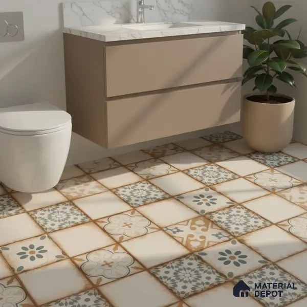 Moroccan Floor & Wall Tile TL 05426 Morissa Sahara Brown 1 ft x 1 ft Ceramic Matte Finish - 7.5 mm | Random Design | Suitable for Bathroom, Kitchen, Balcony | Please Expect a Slight Variation of Pattern