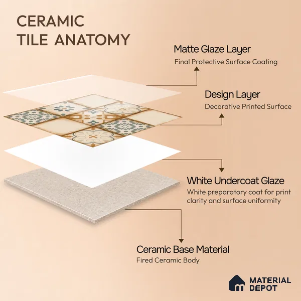 Moroccan Floor & Wall Tile TL 05426 Morissa Sahara Brown 1 ft x 1 ft Ceramic Matte Finish - 7.5 mm | Random Design | Suitable for Bathroom, Kitchen, Balcony | Please Expect a Slight Variation of Pattern