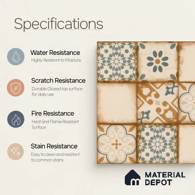 Moroccan Floor & Wall Tile TL 05426 Morissa Sahara Brown 1 ft x 1 ft Ceramic Matte Finish - 7.5 mm | Random Design | Suitable for Bathroom, Kitchen, Balcony | Please Expect a Slight Variation of Pattern