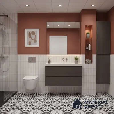 Moroccan Floor & Wall Tile TL 05437 Morissa Monochrome Feuille 1 ft x 1 ft Ceramic Matte Finish - 7.5 mm | Suitable for Bathroom, Kitchen, Balcony | Please Expect a Slight Variation of Pattern