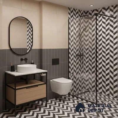 Moroccan Floor & Wall Tile TL 05439 Morissa Monochrome Rey 1 ft x 1 ft Ceramic Matte Finish - 7.5 mm | Suitable for Bathroom, Kitchen, Balcony | Please Expect a Slight Variation of Pattern