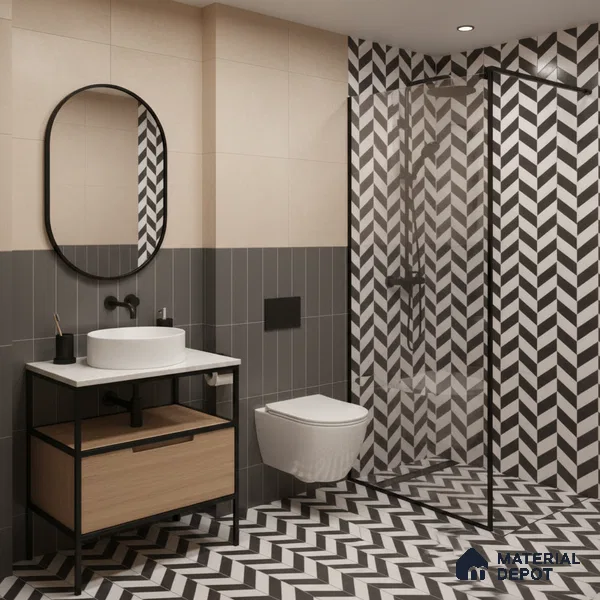 Moroccan Floor & Wall Tile TL 05439 Morissa Monochrome Rey 1 ft x 1 ft Ceramic Matte Finish - 7.5 mm | Suitable for Bathroom, Kitchen, Balcony | Please Expect a Slight Variation of Pattern