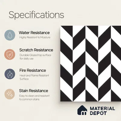 Moroccan Floor & Wall Tile TL 05439 Morissa Monochrome Rey 1 ft x 1 ft Ceramic Matte Finish - 7.5 mm | Suitable for Bathroom, Kitchen, Entryway | Please Expect a Slight Variation of Pattern