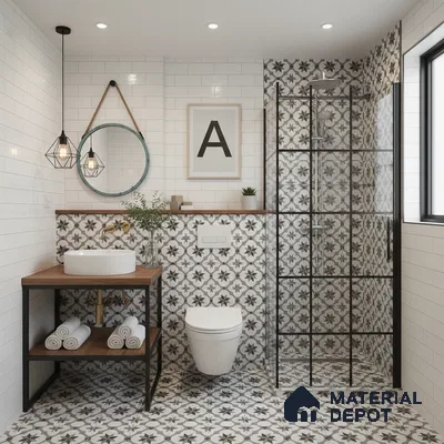 Moroccan Floor & Wall Tile TL 05449 Morissa Dove Gray 1 ft x 1 ft Ceramic Matte Finish - 7.5 mm | Suitable for Bathroom, Kitchen, Balcony | Please Expect a Slight Variation of Pattern (Sample)