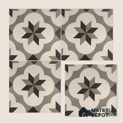 Moroccan Floor & Wall Tile TL 05449 Morissa Dove Gray 1 ft x 1 ft Ceramic Matte Finish - 7.5 mm | Suitable for Bathroom, Kitchen, Balcony | Please Expect a Slight Variation of Pattern