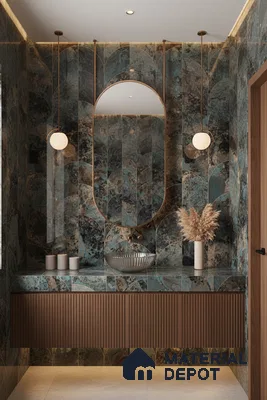 Marble Wall Tile TL 05459 B Obsidian Aqua Decor 2 ft x 4 ft Vitrified High Gloss Finish - 9 mm | Suitable for Living Room, Bedroom, Bathroom, Kitchen