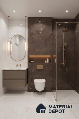 Marble Wall Tile TL 05460 B Soul Brown 2 ft x 4 ft Vitrified High Gloss Finish - 9 mm | 6 Random Design | Suitable for Living Room, Bedroom, Bathroom, Kitchen