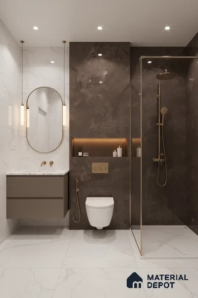 Marble Wall Tile TL 05460 B Soul Brown 2 ft x 4 ft Vitrified High Gloss Finish - 9 mm | 6 Random Design | Suitable for Living Room, Bedroom, Bathroom, Kitchen