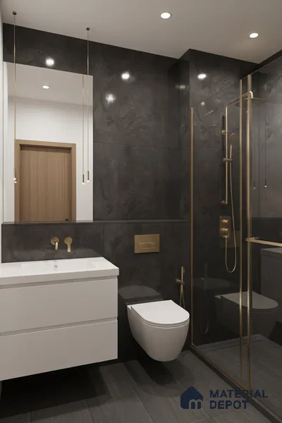 Marble Wall Tile TL 05461 C Soul Nero 2 ft x 4 ft Vitrified High Gloss Finish - 9 mm | 6 Random Design | Suitable for Living Room, Bedroom, Bathroom, Kitchen (Sample)