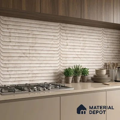 Marble Wall Tile TL 05477 B Lustra Manila Crema Decor 2 ft x 1 ft Ceramic Satin Finish - 9 mm | Suitable for Bathroom, Kitchen (Sample)
