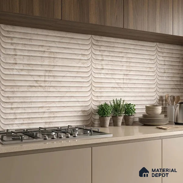 Marble Wall Tile TL 05477 B Lustra Manila Crema Decor 2 ft x 1 ft Ceramic Satin Finish - 9 mm | Suitable for Bathroom, Kitchen (Sample)
