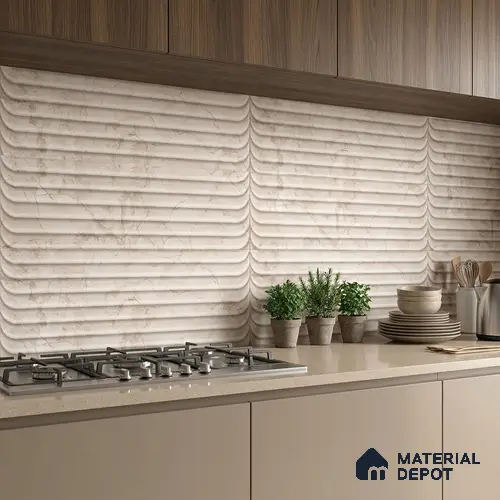 Marble Wall Tile TL 05477 B Lustra Manila Crema Decor 2 ft x 1 ft Ceramic Satin Finish - 9 mm | Suitable for Bathroom, Kitchen