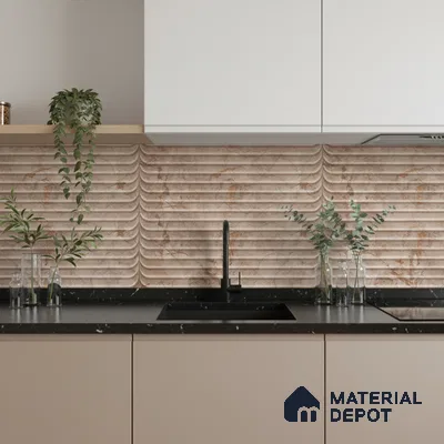 Marble Wall Tile TL 05477 D Lustra Manila Almond Decor 2 ft x 1 ft Ceramic Satin Finish - 9 mm | Suitable for Bathroom, Kitchen (Sample)