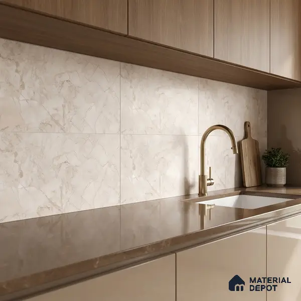 Marble Wall Tile TL 05477 Lustra Manila Crema 2 ft x 1 ft Ceramic Satin Finish - 9 mm | Suitable for Bathroom, Kitchen