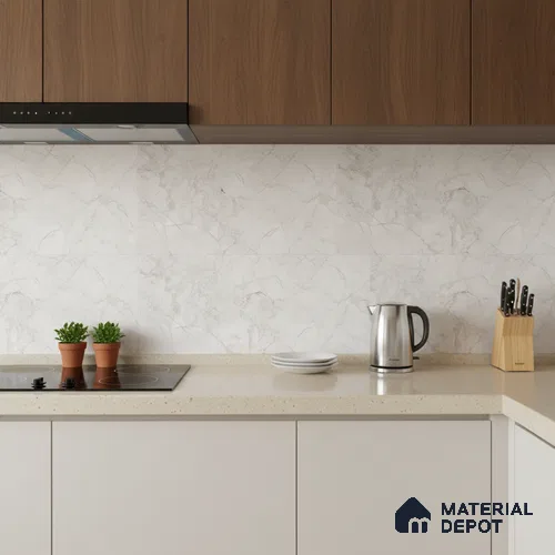 Marble Wall Tile TL 05478 Lustra Manila Bianco 2 ft x 1 ft Ceramic Satin Finish - 9 mm | Suitable for Bathroom, Kitchen