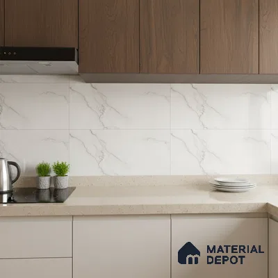 Marble Wall Tile TL 05480 Lustra Sahara Bianco 2 ft x 1 ft Ceramic Satin Finish - 9 mm | Suitable for Bathroom, Kitchen