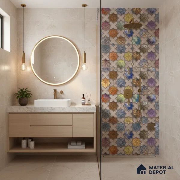 Highlighter Wall Tile TL 05485 B Lustra Allure Decor 2 ft x 1 ft Ceramic Satin Finish - 9 mm | Suitable for Bathroom, Kitchen (Sample)