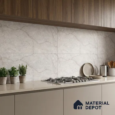 Marble Wall Tile TL 05485 Lustra Allure Beige 2 ft x 1 ft Ceramic Satin Finish - 9 mm | Suitable for Bathroom, Kitchen