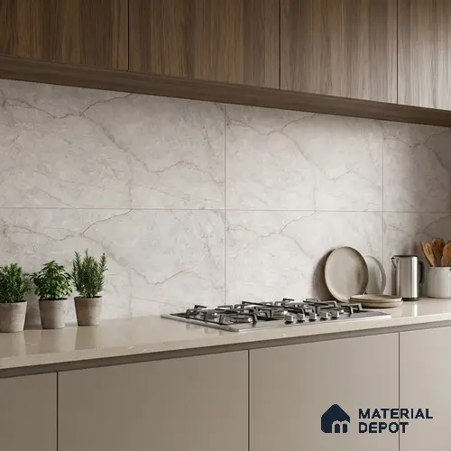 Marble Wall Tile TL 05485 Lustra Allure Beige 2 ft x 1 ft Ceramic Satin Finish - 9 mm | Suitable for Bathroom, Kitchen